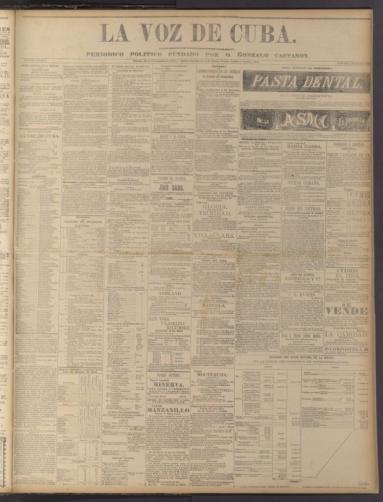 Miniatura de La Voz de Cuba: diario conservador del 28 de noviembre de 1874