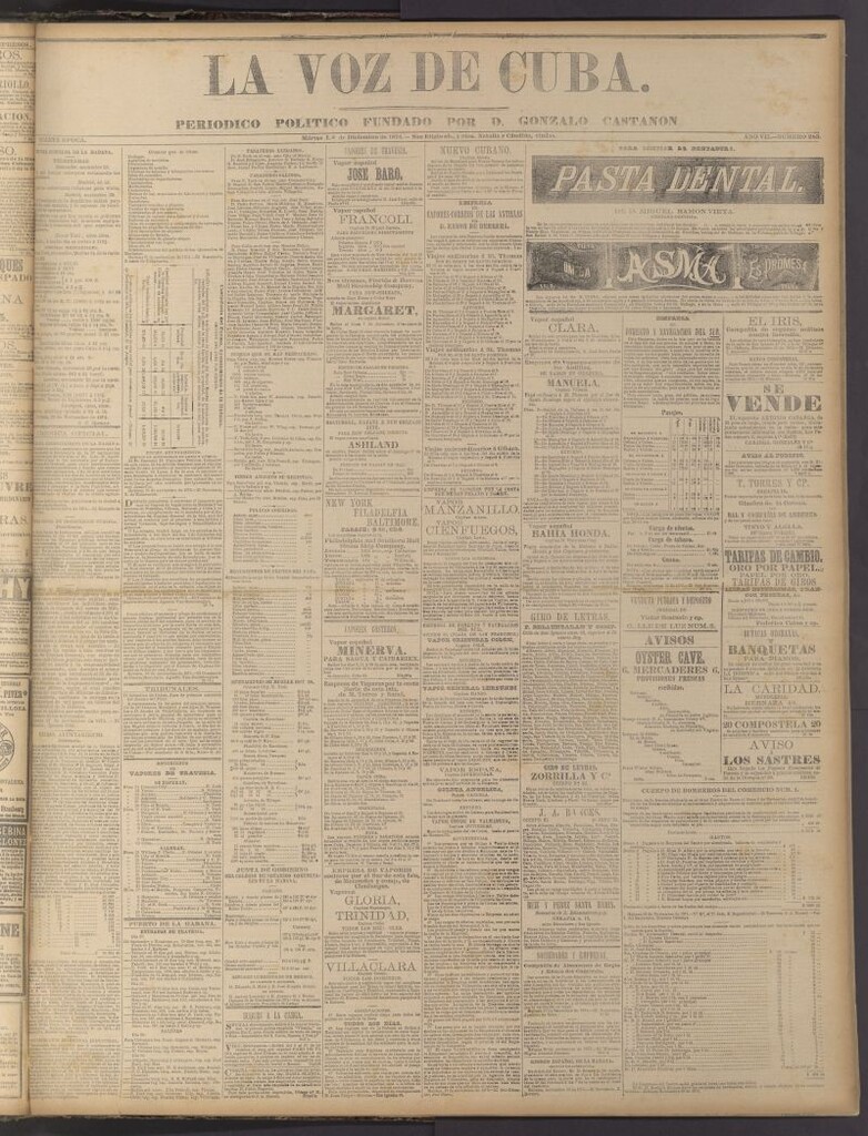 Miniatura de La Voz de Cuba: diario conservador del 1 de diciembre de 1874