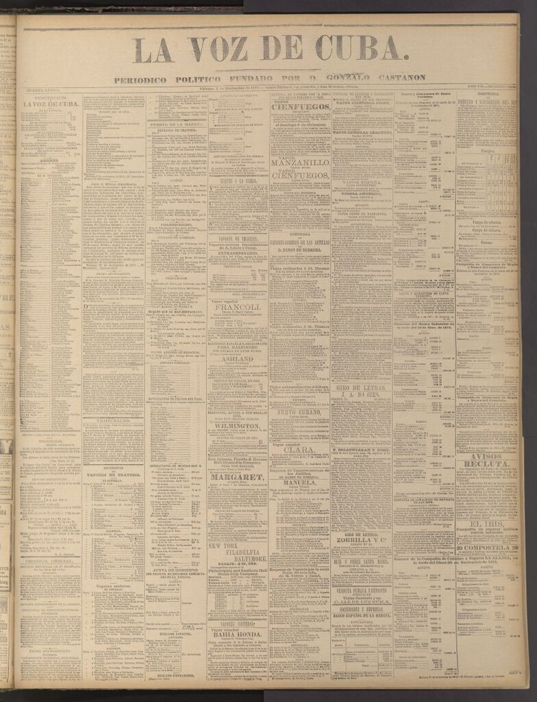 Miniatura de La Voz de Cuba: diario conservador del 4 de diciembre de 1874