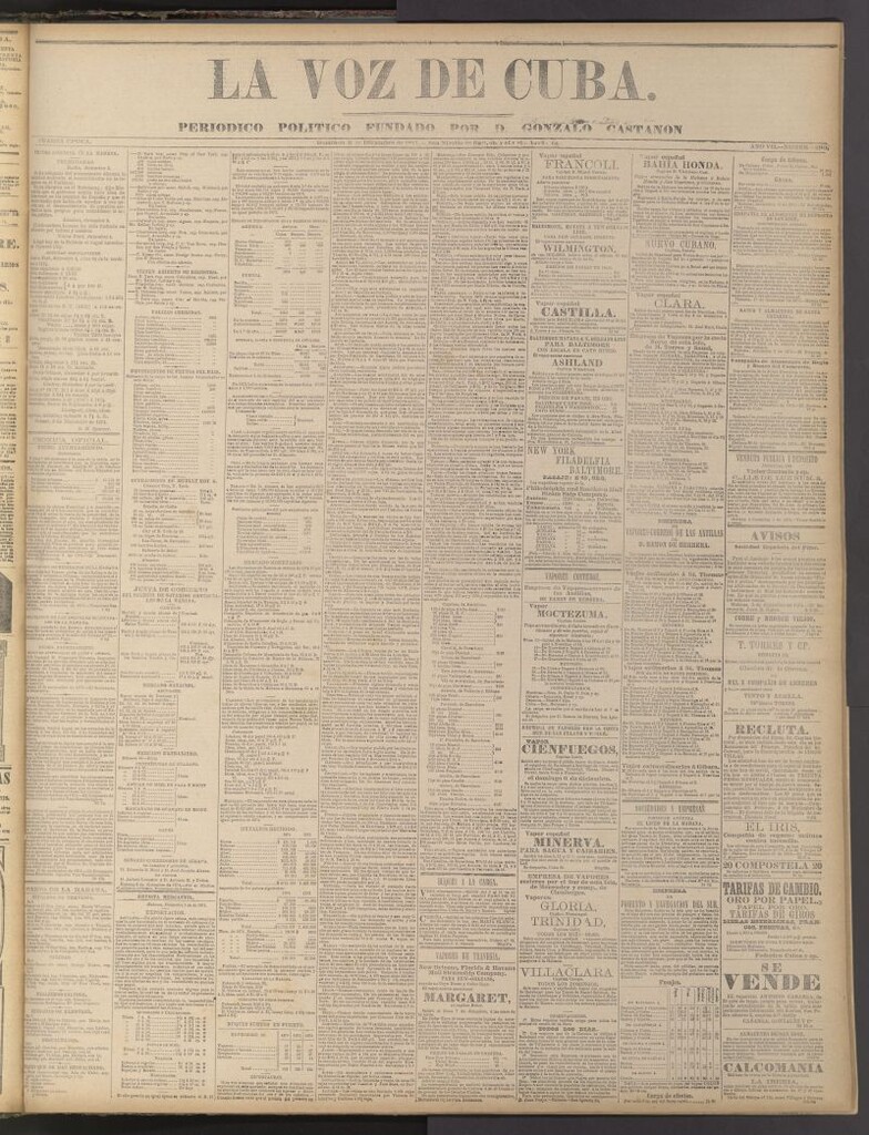 Miniatura de La Voz de Cuba: diario conservador del 6 de diciembre de 1874
