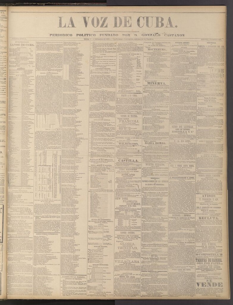Miniatura de La Voz de Cuba: diario conservador del 8 de diciembre de 1874