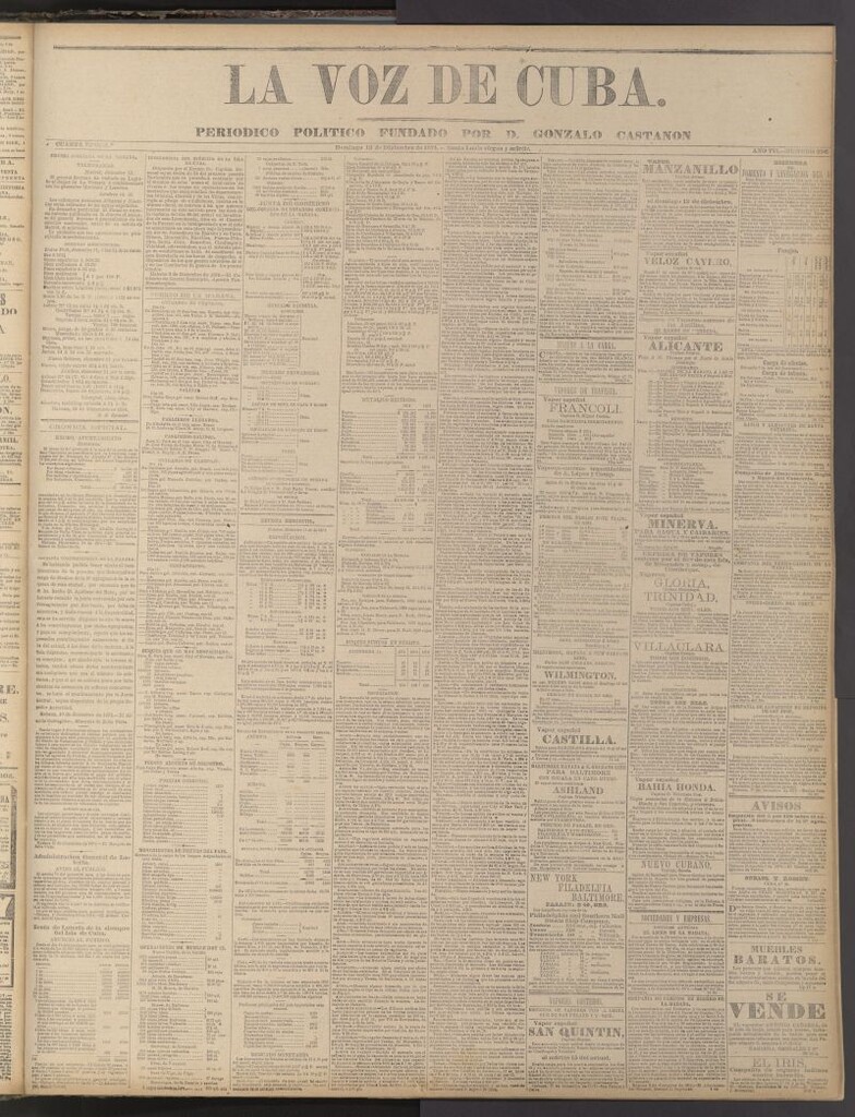 Miniatura de La Voz de Cuba: diario conservador del 13 de diciembre de 1874