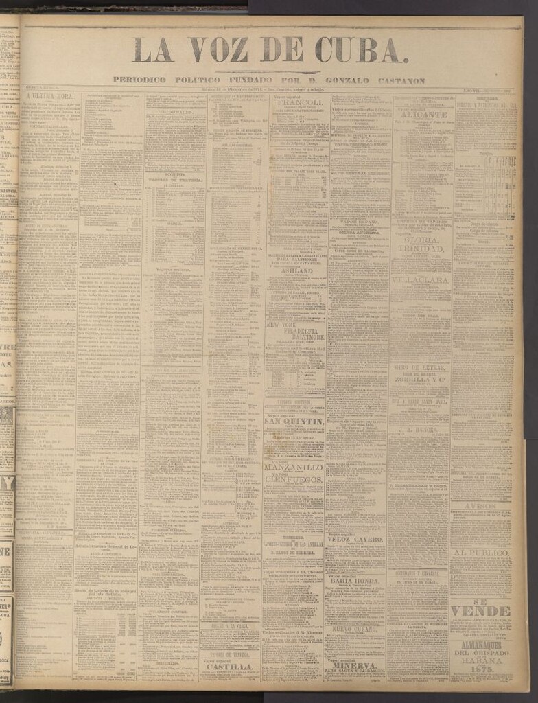 Miniatura de La Voz de Cuba: diario conservador del 15 de diciembre de 1874