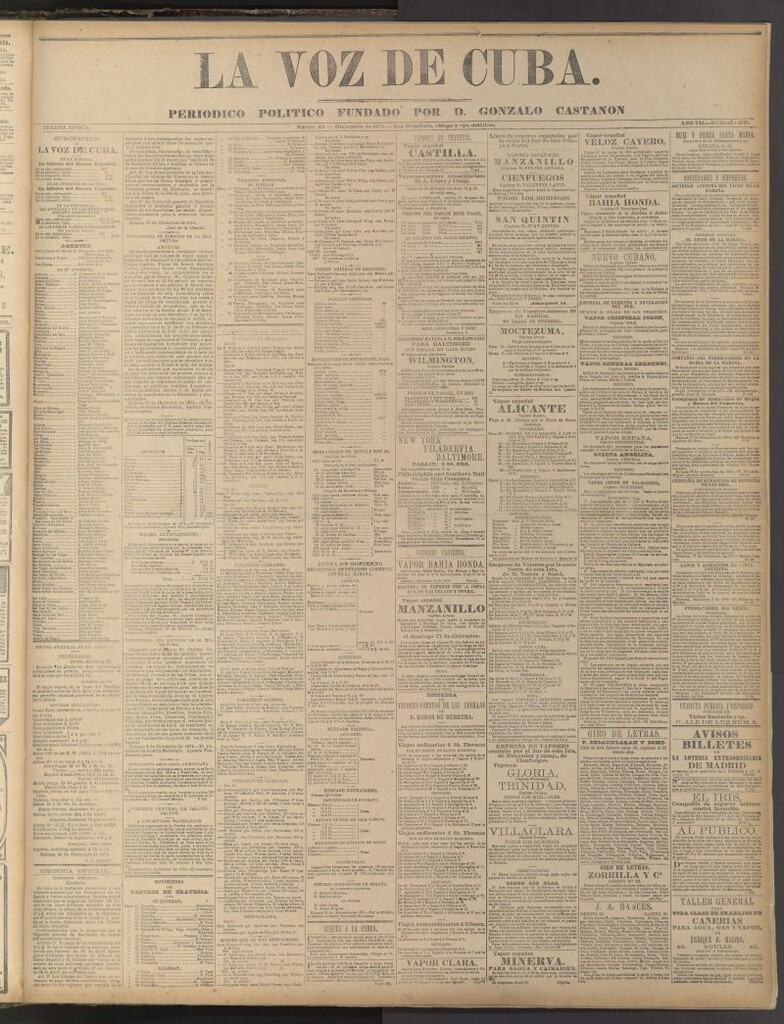 Miniatura de La Voz de Cuba: diario conservador del 22 de diciembre de 1874