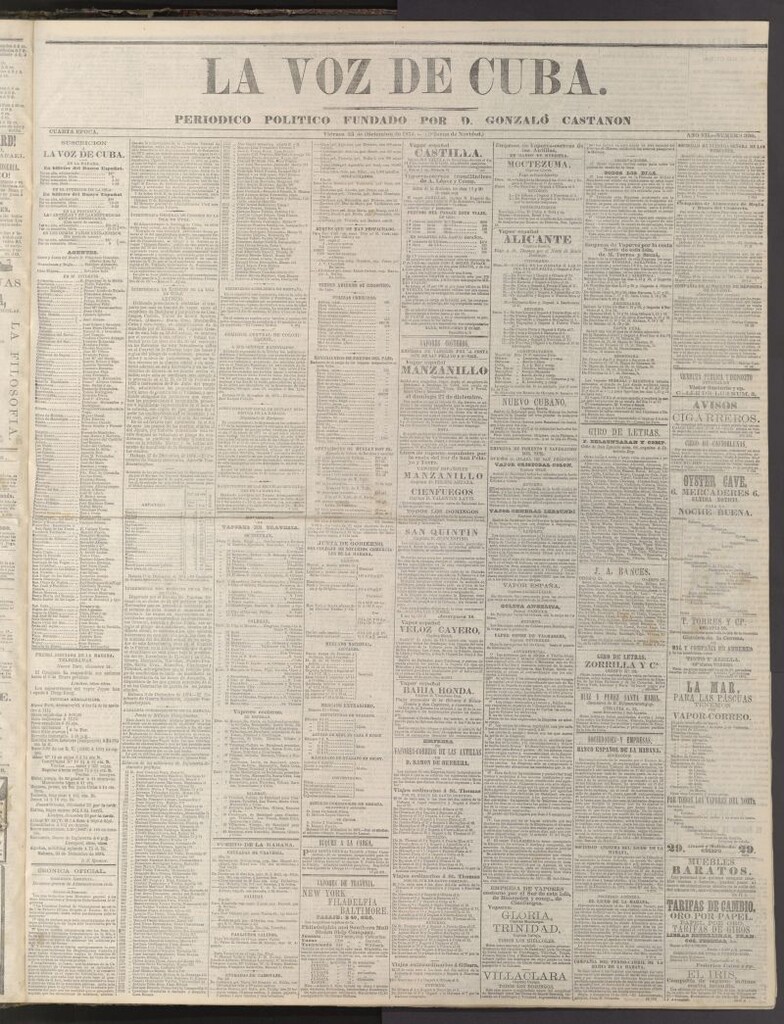 Miniatura de La Voz de Cuba: diario conservador del 25 de diciembre de 1874