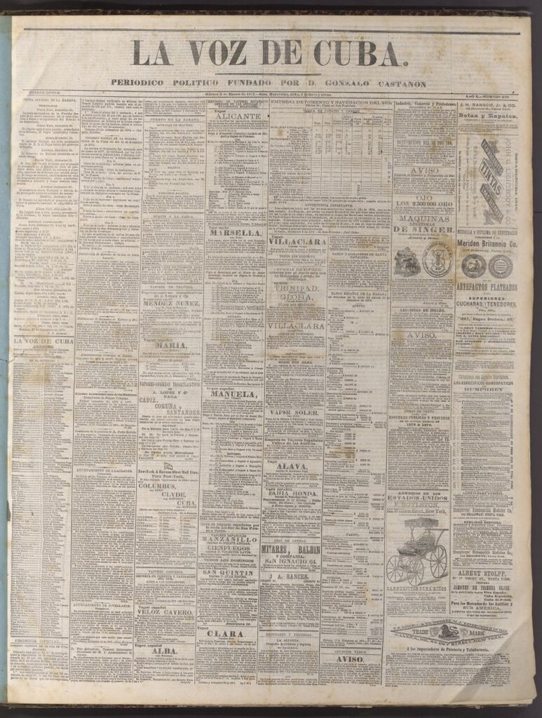Miniatura de La Voz de Cuba: diario conservador del 2 de enero de 1877