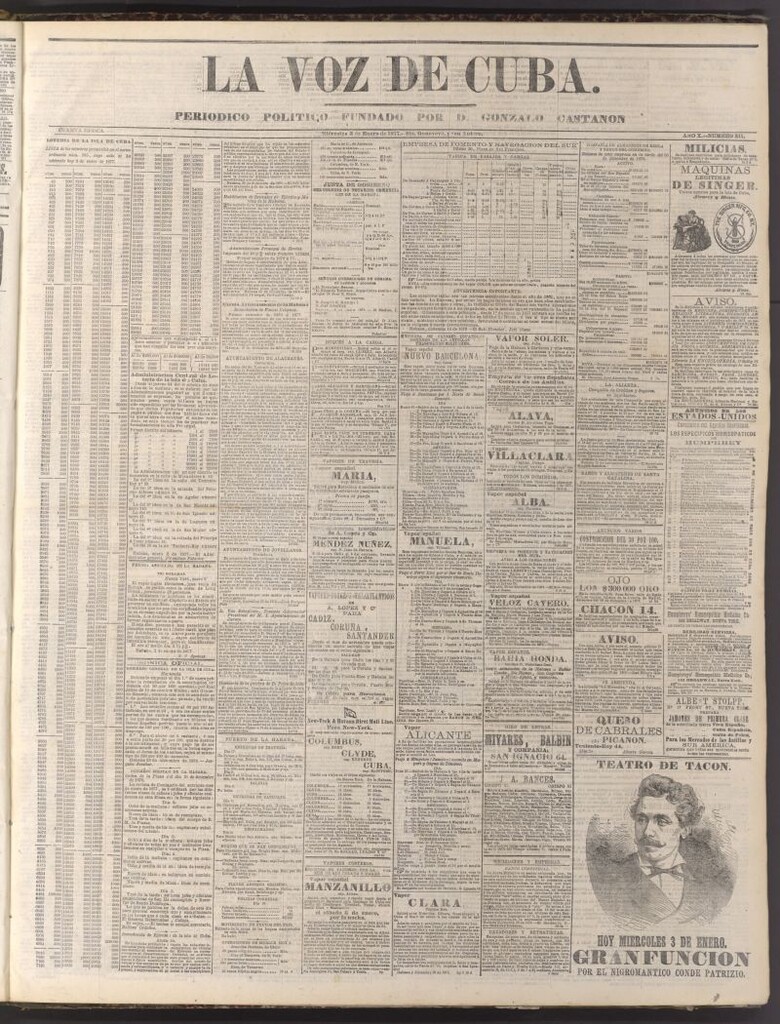 Miniatura de La Voz de Cuba: diario conservador del 3 de enero de 1877