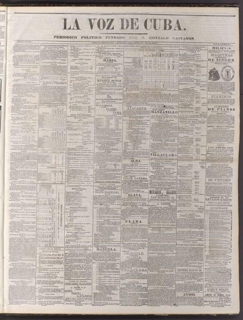 Miniatura de La Voz de Cuba: diario conservador del 5 de enero de 1877