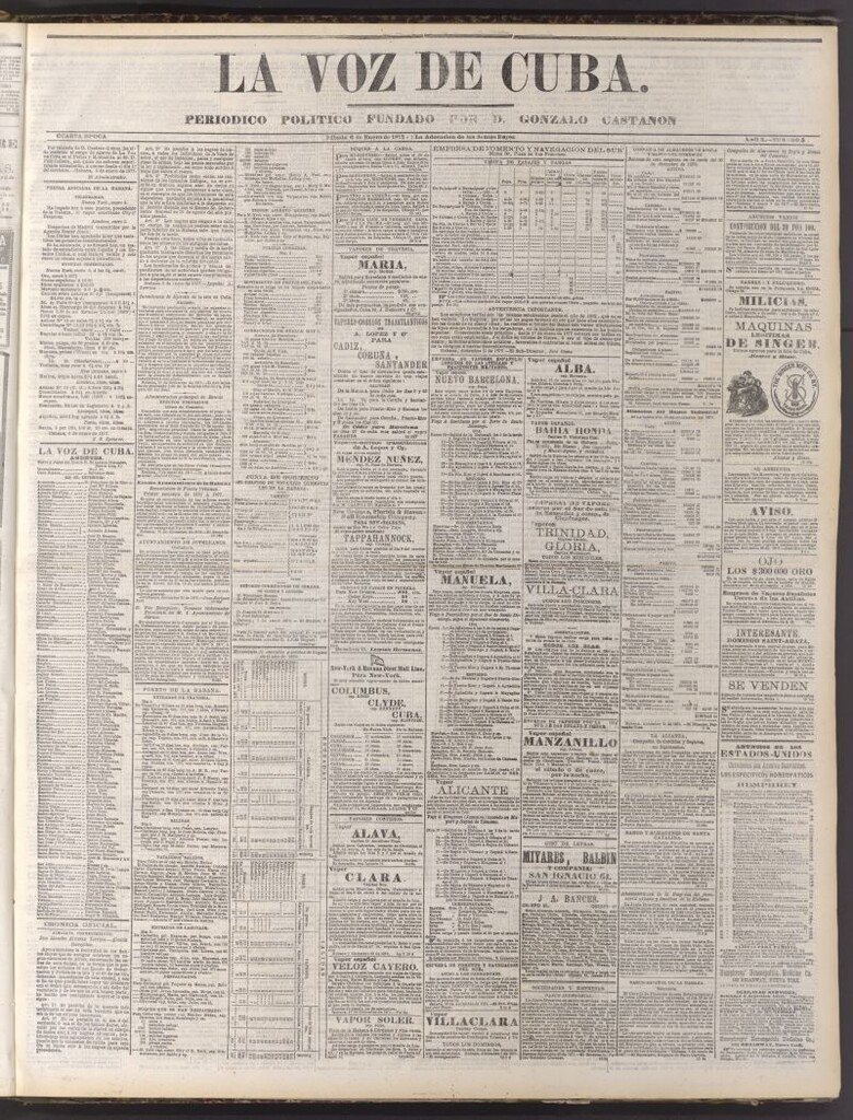Miniatura de La Voz de Cuba: diario conservador del 6 de enero de 1877