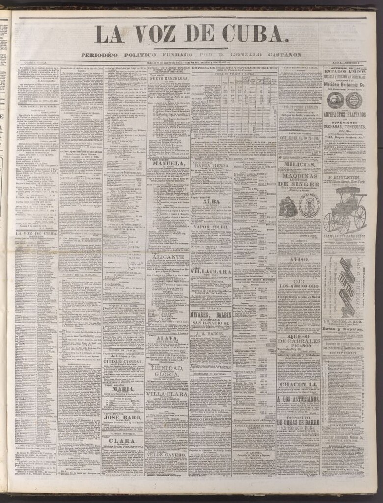 Miniatura de La Voz de Cuba: diario conservador del 9 de enero de 1877