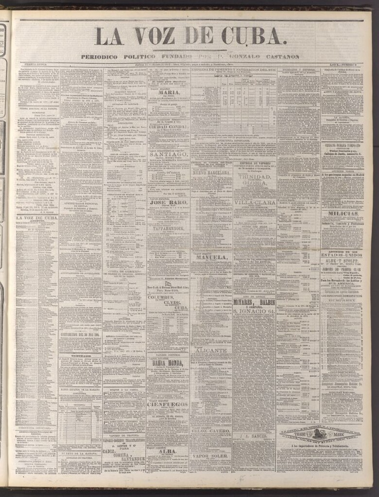 Miniatura de La Voz de Cuba: diario conservador del 10 de enero de 1877