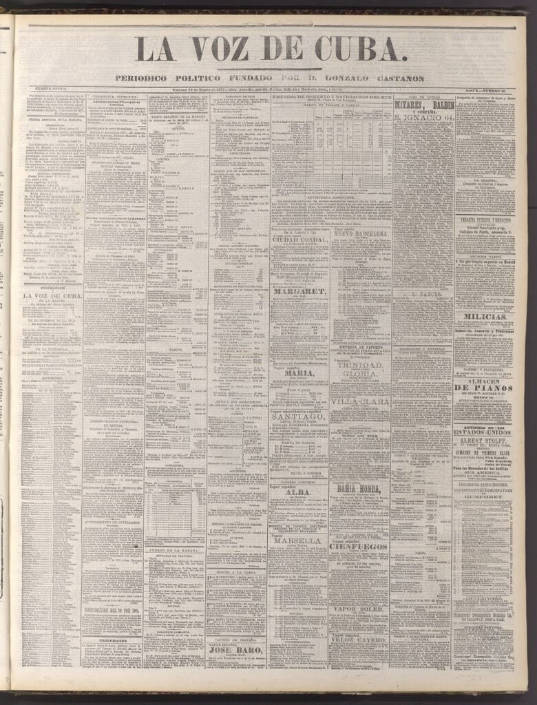 Miniatura de La Voz de Cuba: diario conservador del 12 de enero de 1877
