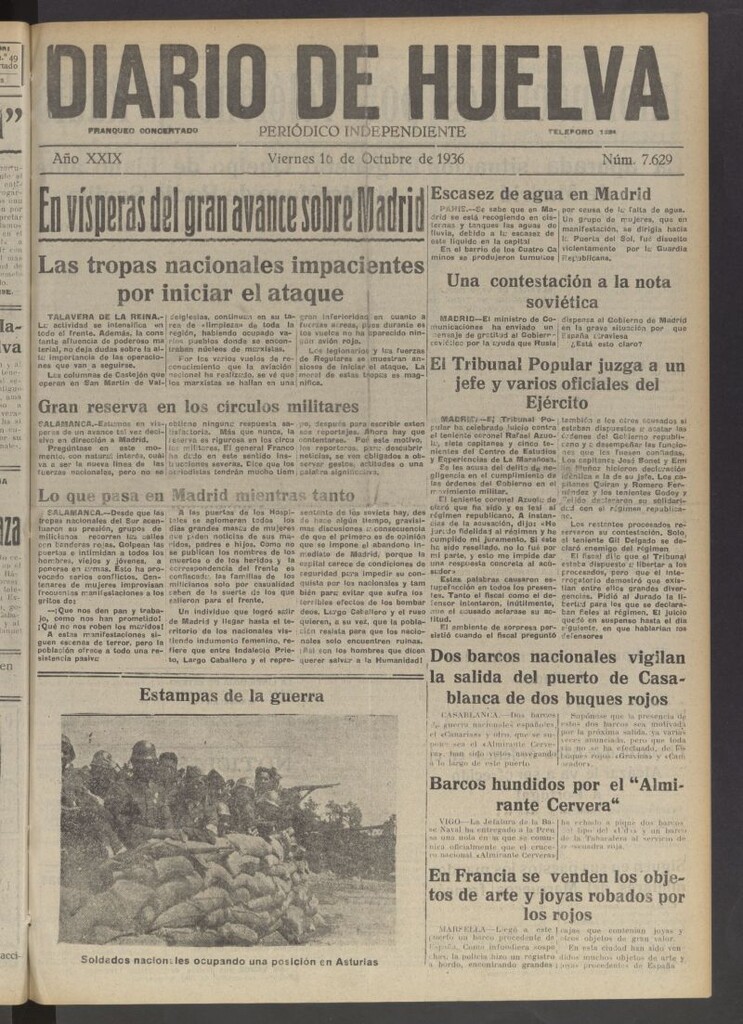 Miniatura de Diario de Huelva : periódico independiente del 16 de octubre de 1936