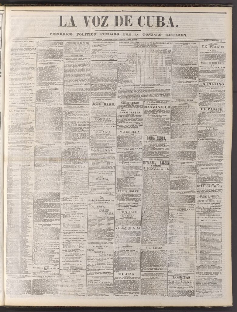 Miniatura de La Voz de Cuba: diario conservador del 18 de enero de 1877