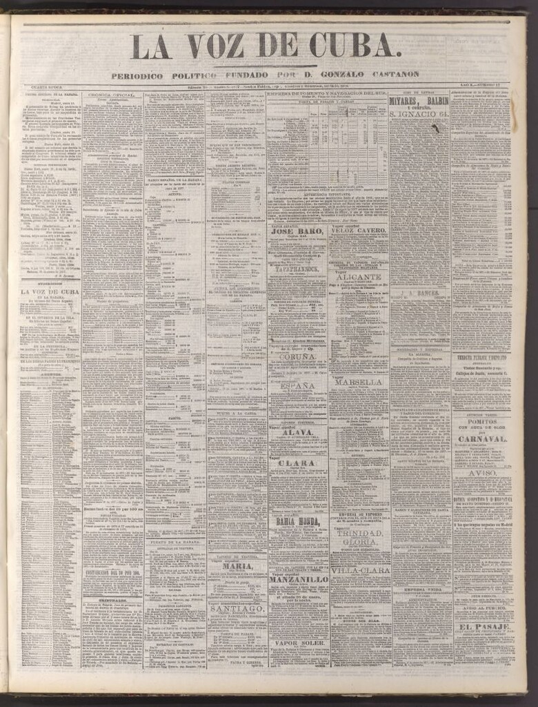 Miniatura de La Voz de Cuba: diario conservador del 20 de enero de 1877