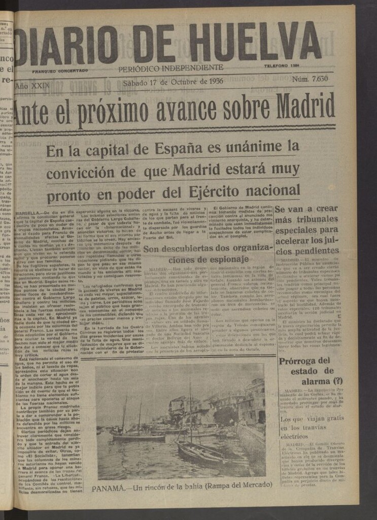 Miniatura de Diario de Huelva : periódico independiente del 17 de octubre de 1936