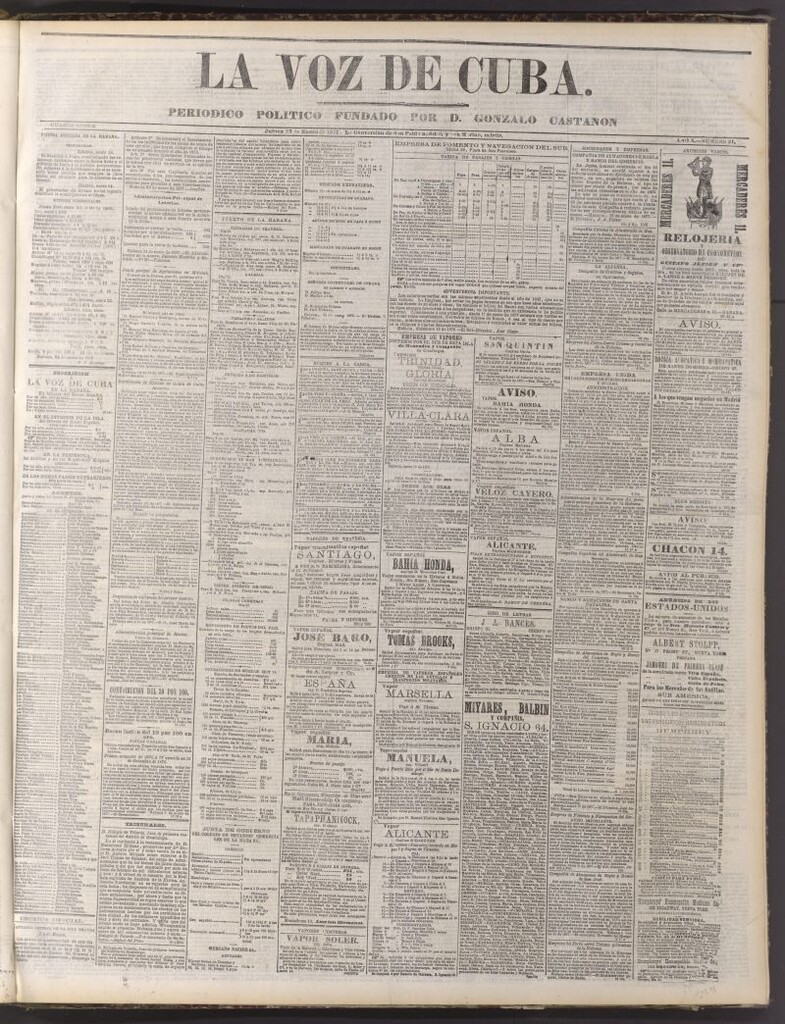 Miniatura de La Voz de Cuba: diario conservador del 25 de enero de 1877