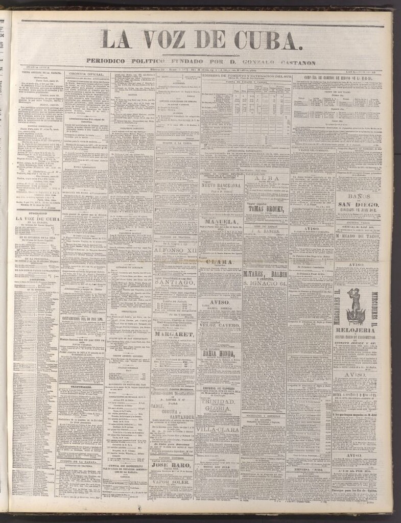 Miniatura de La Voz de Cuba: diario conservador del 30 de enero de 1877
