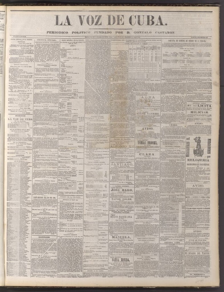 Miniatura de La Voz de Cuba: diario conservador del 31 de enero de 1877