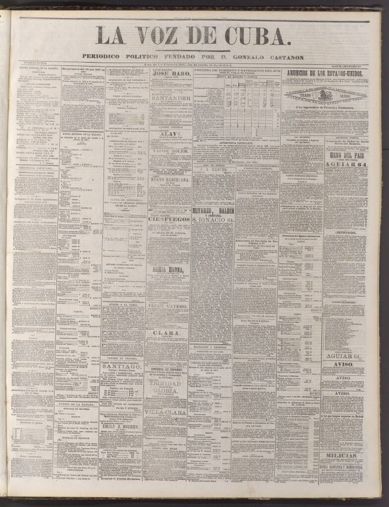 Miniatura de La Voz de Cuba: diario conservador del 7 de febrero de 1877