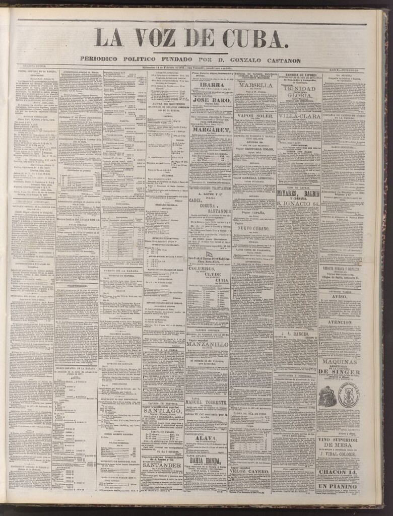 Miniatura de La Voz de Cuba: diario conservador del 14 de febrero de 1877
