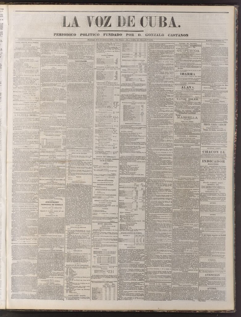 Miniatura de La Voz de Cuba: diario conservador del 18 de febrero de 1877