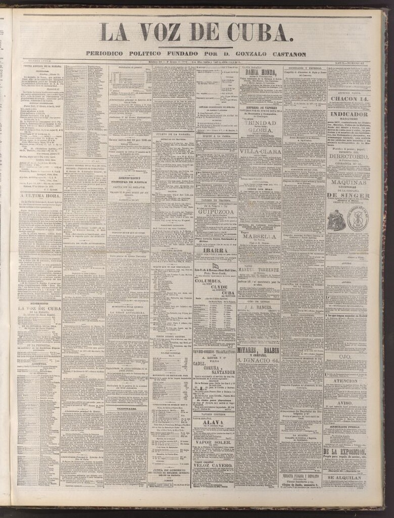 Miniatura de La Voz de Cuba: diario conservador del 20 de febrero de 1877