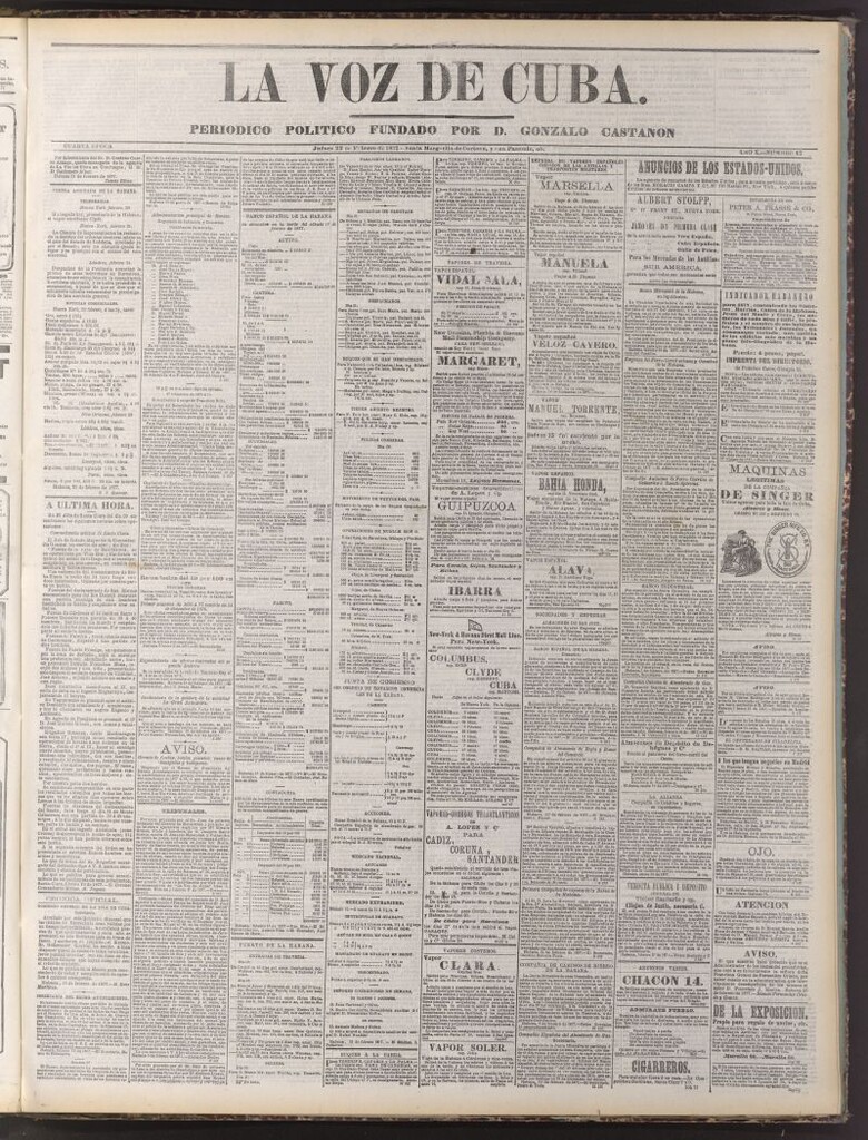 Miniatura de La Voz de Cuba: diario conservador del 22 de febrero de 1877