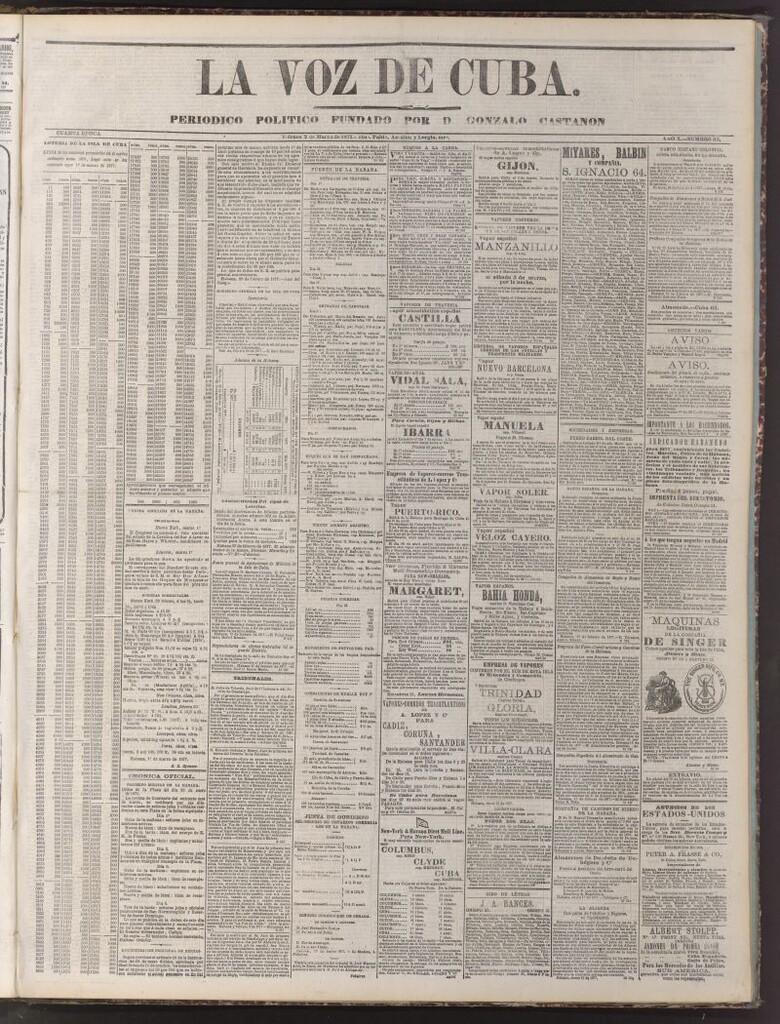 Miniatura de La Voz de Cuba: diario conservador del 2 de marzo de 1877