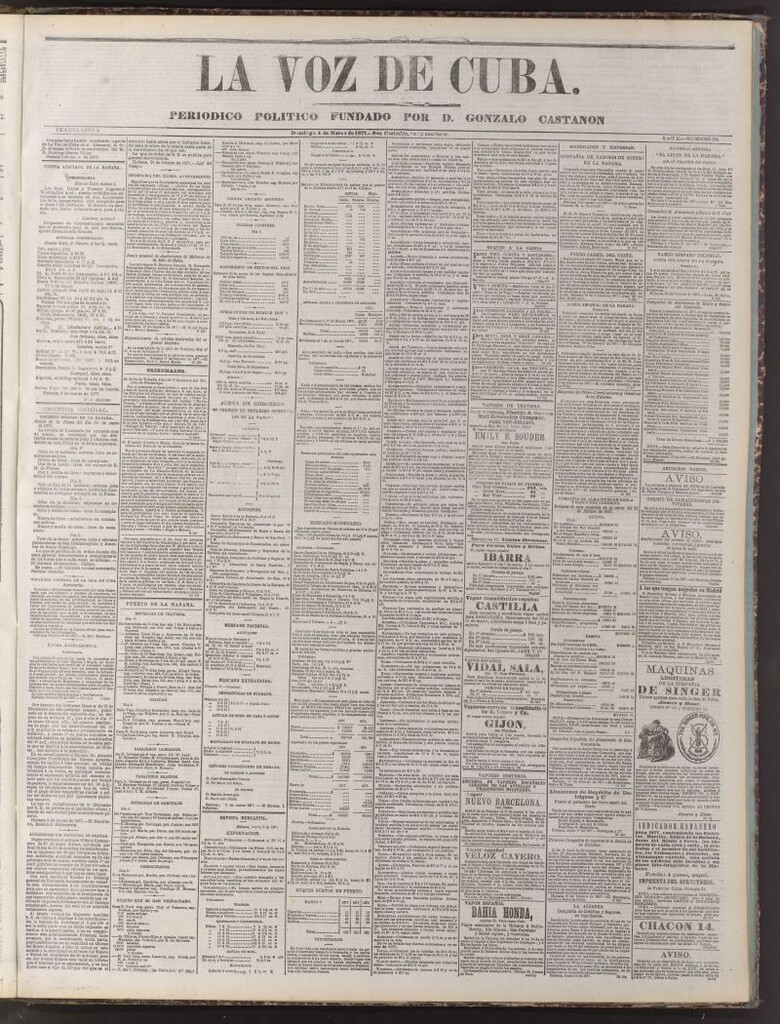 Miniatura de La Voz de Cuba: diario conservador del 4 de marzo de 1877