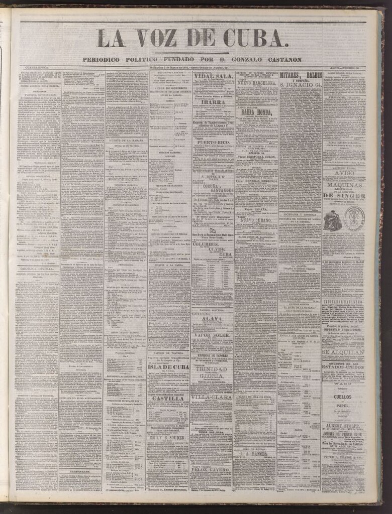 Miniatura de La Voz de Cuba: diario conservador del 7 de marzo de 1877