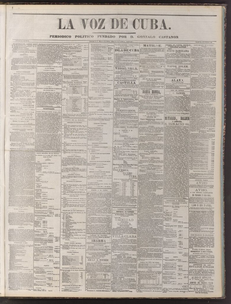 Miniatura de La Voz de Cuba: diario conservador del 8 de marzo de 1877