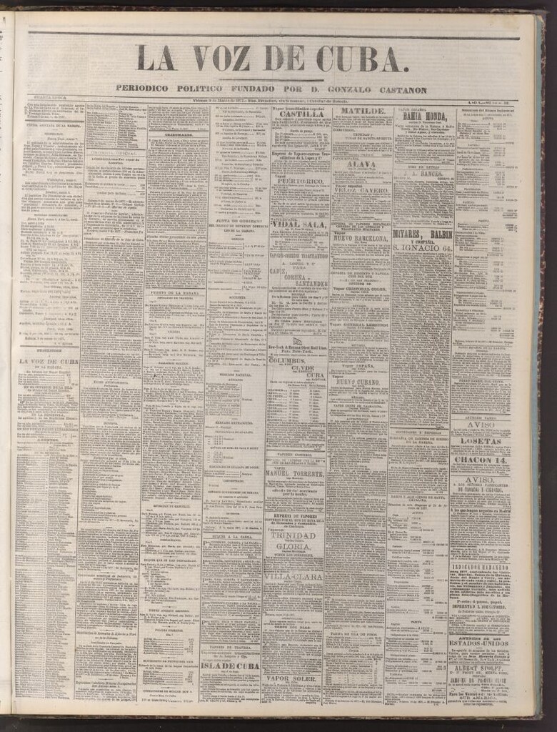 Miniatura de La Voz de Cuba: diario conservador del 9 de marzo de 1877