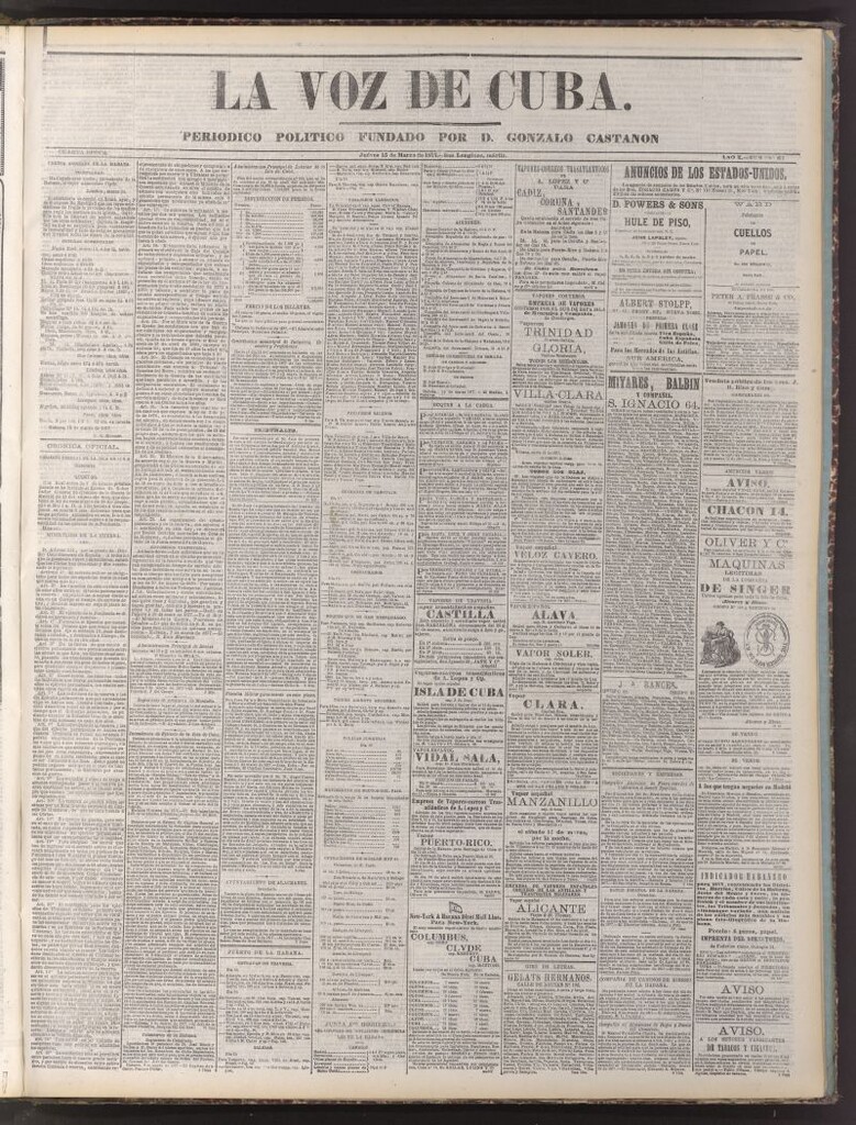Miniatura de La Voz de Cuba: diario conservador del 15 de marzo de 1877