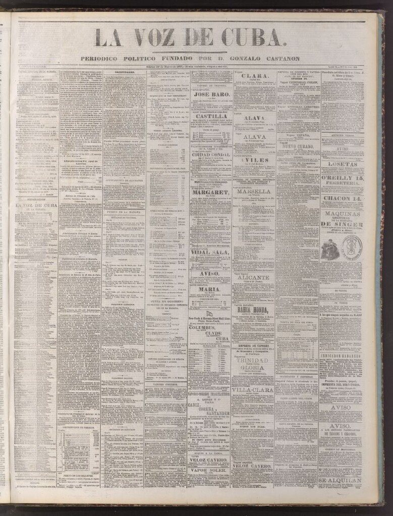 Miniatura de La Voz de Cuba: diario conservador del 20 de marzo de 1877