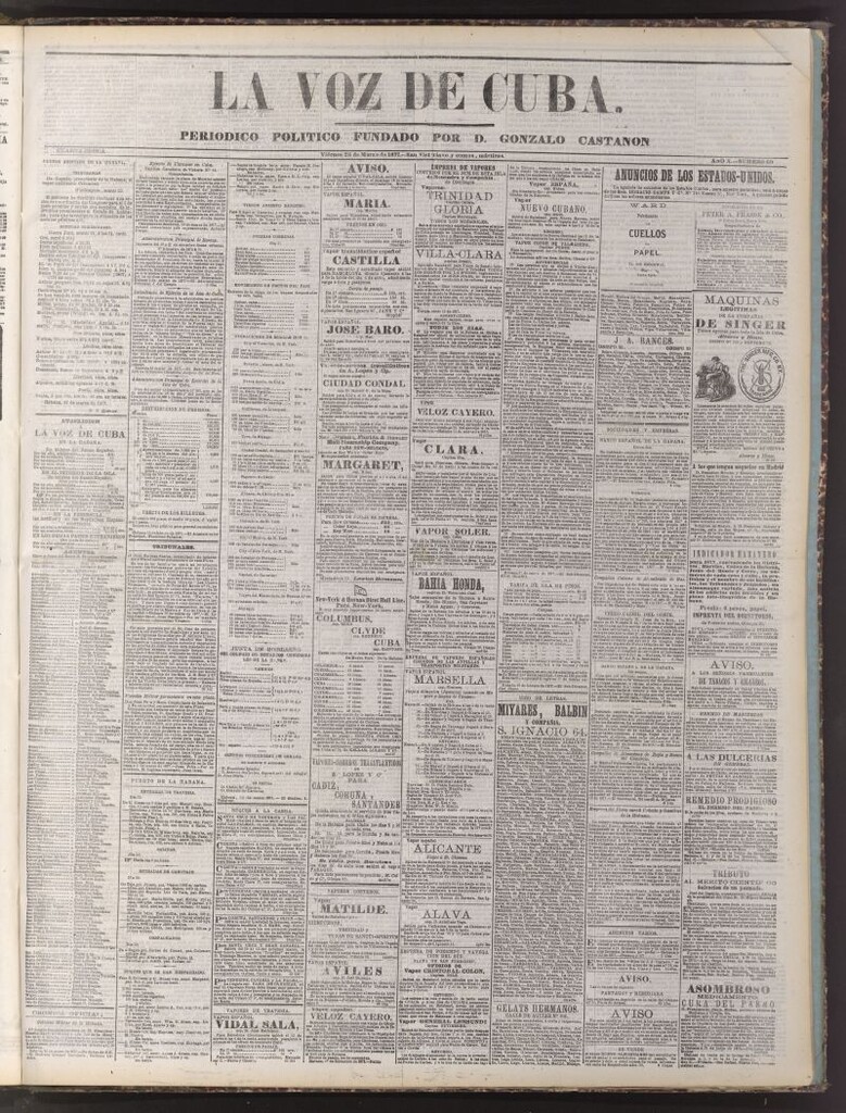 Miniatura de La Voz de Cuba: diario conservador del 23 de marzo de 1877