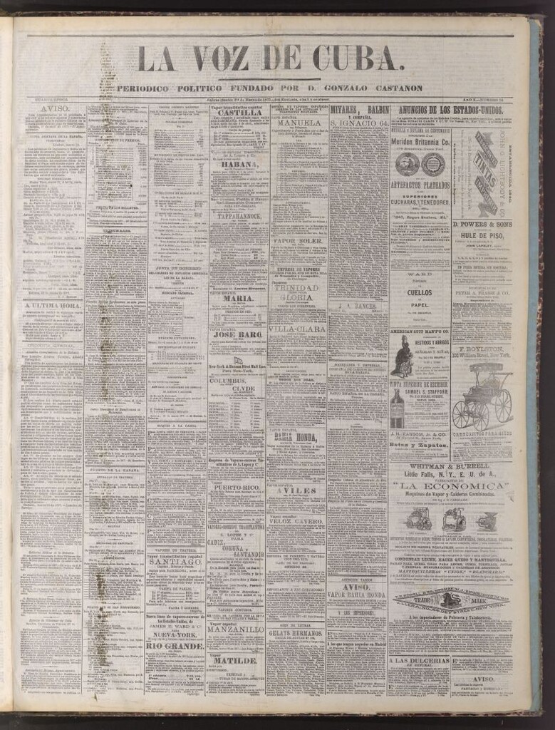 Miniatura de La Voz de Cuba: diario conservador del 29 de marzo de 1877