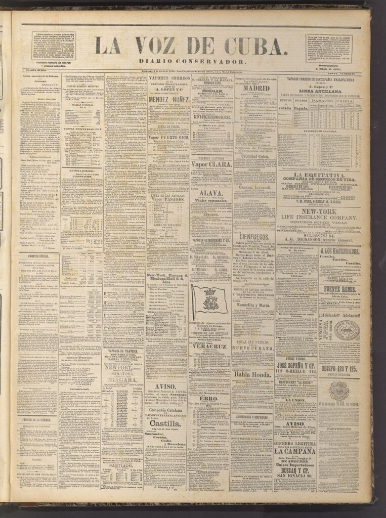 Miniatura de La Voz de Cuba: diario conservador del 3 de abril de 1882