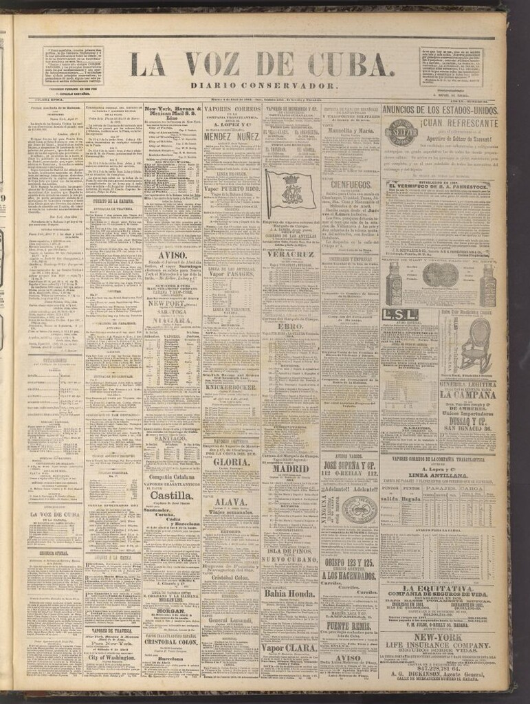 Miniatura de La Voz de Cuba: diario conservador del 4 de abril de 1882