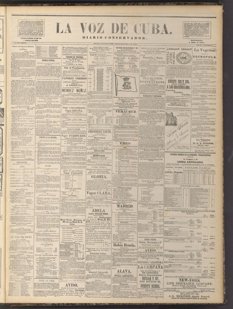 Miniatura de La Voz de Cuba: diario conservador del 5 de abril de 1882