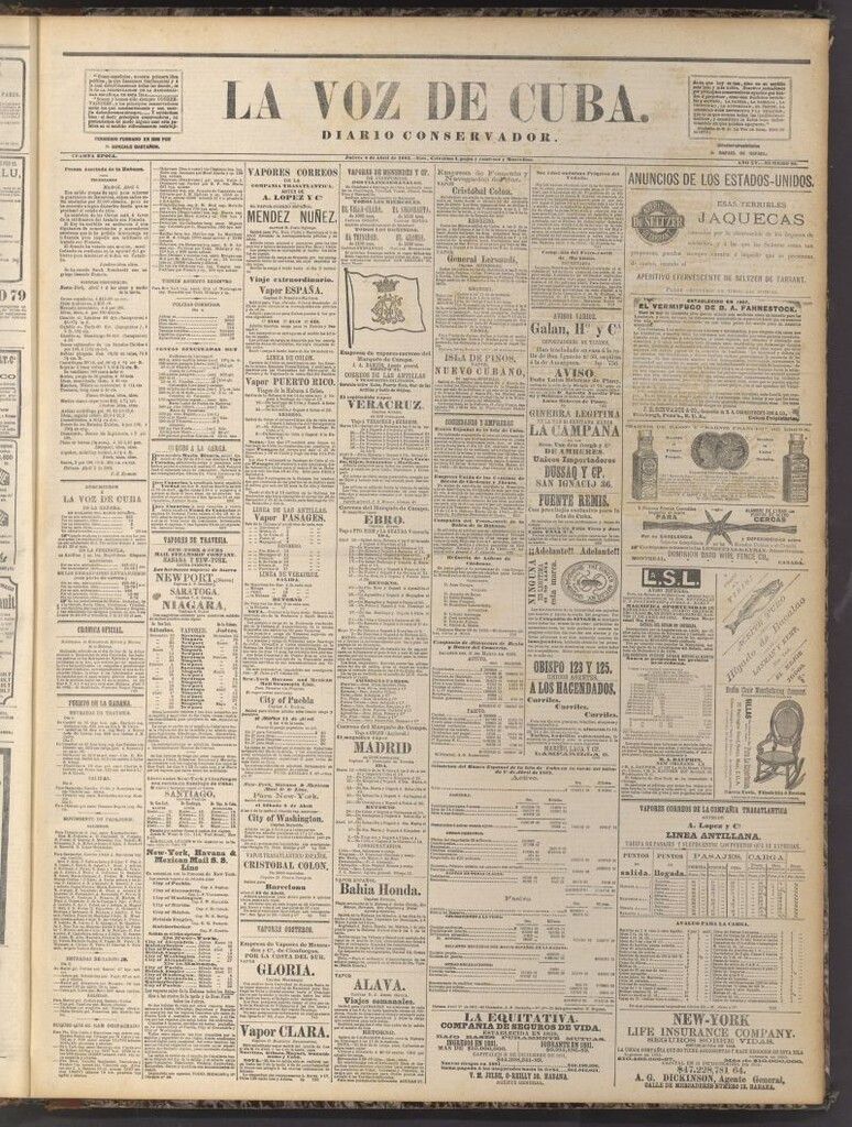 Miniatura de La Voz de Cuba: diario conservador del 6 de abril de 1882