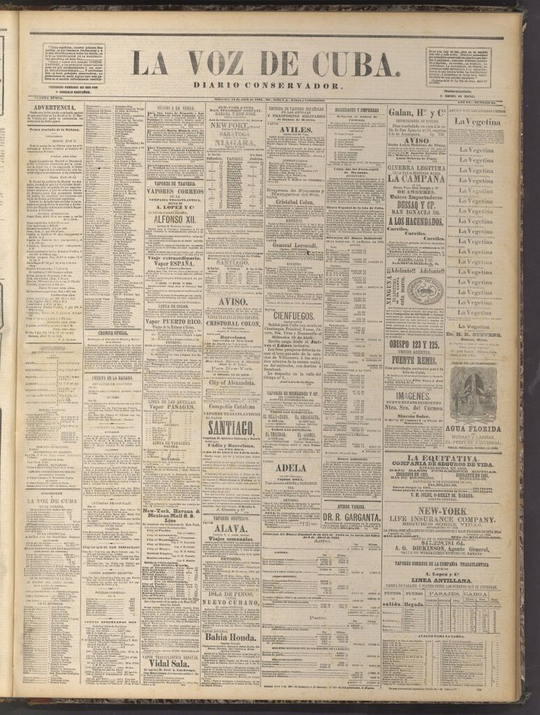 Miniatura de La Voz de Cuba: diario conservador del 12 de abril de 1882