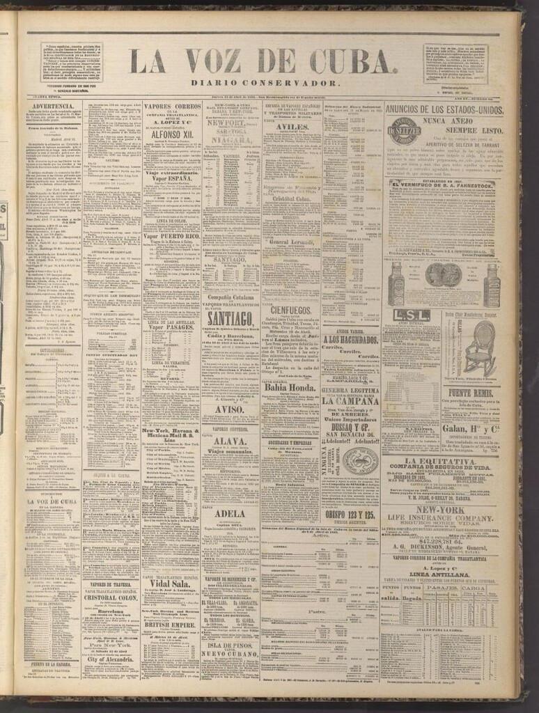 Miniatura de La Voz de Cuba: diario conservador del 13 de abril de 1882