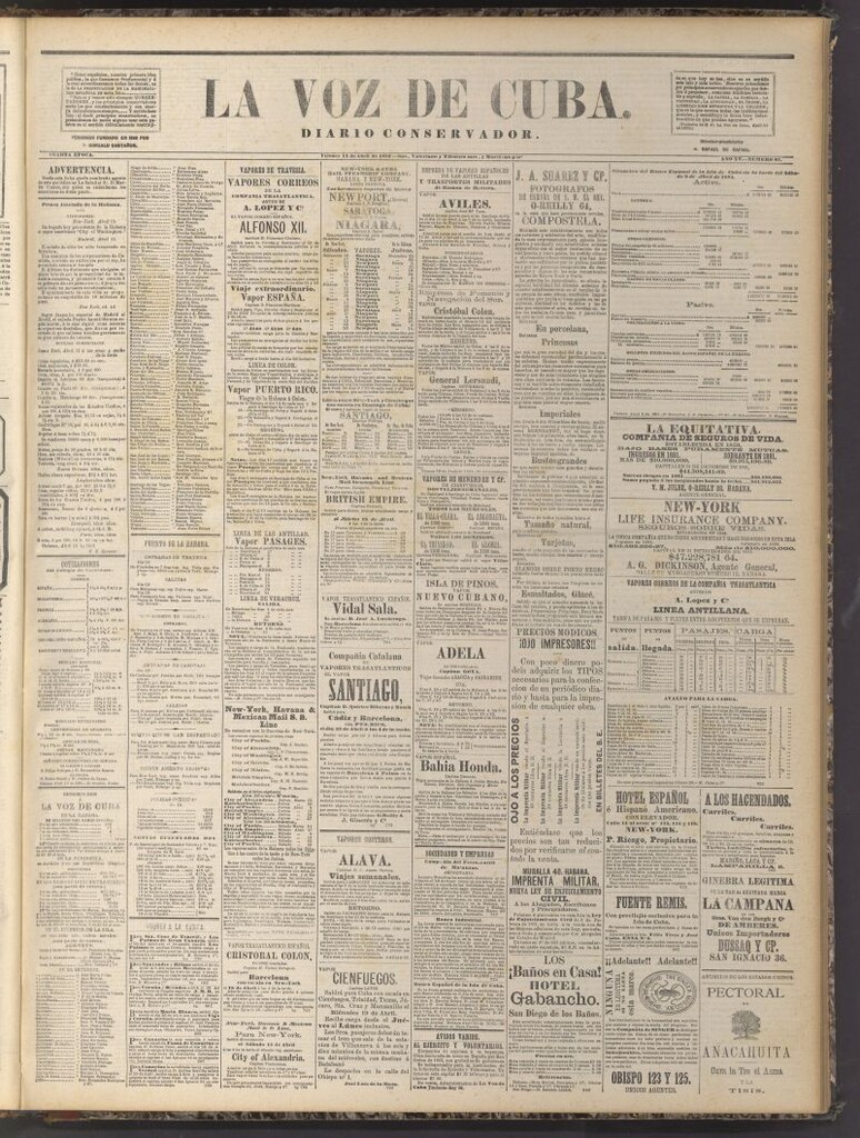 Miniatura de La Voz de Cuba: diario conservador del 14 de abril de 1882