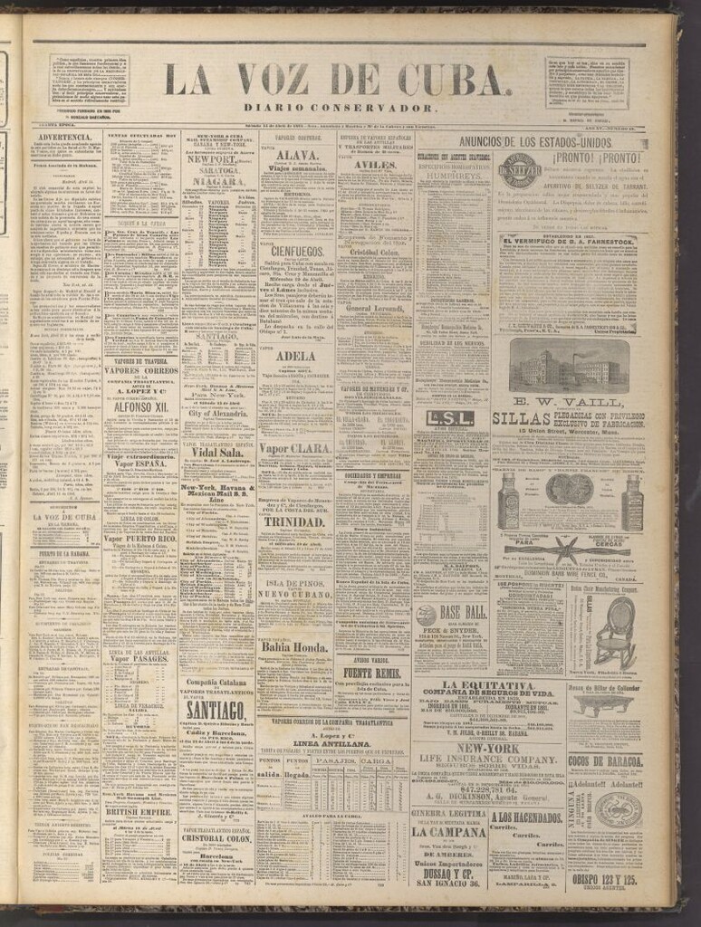 Miniatura de La Voz de Cuba: diario conservador del 15 de abril de 1882
