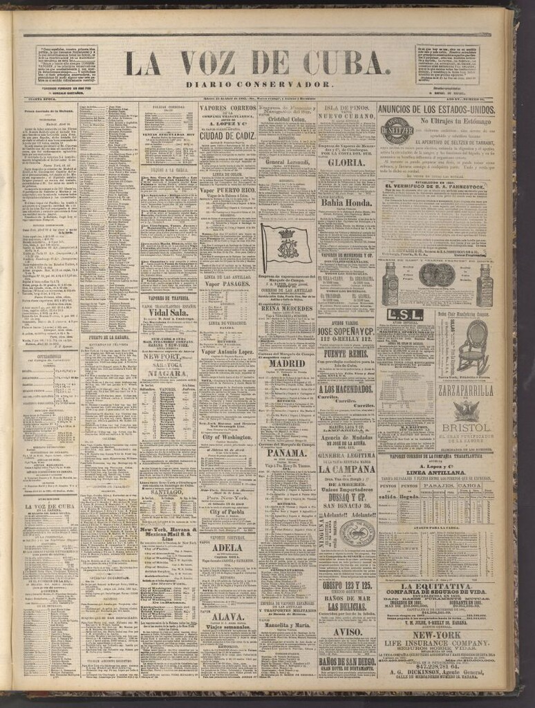 Miniatura de La Voz de Cuba: diario conservador del 25 de abril de 1882