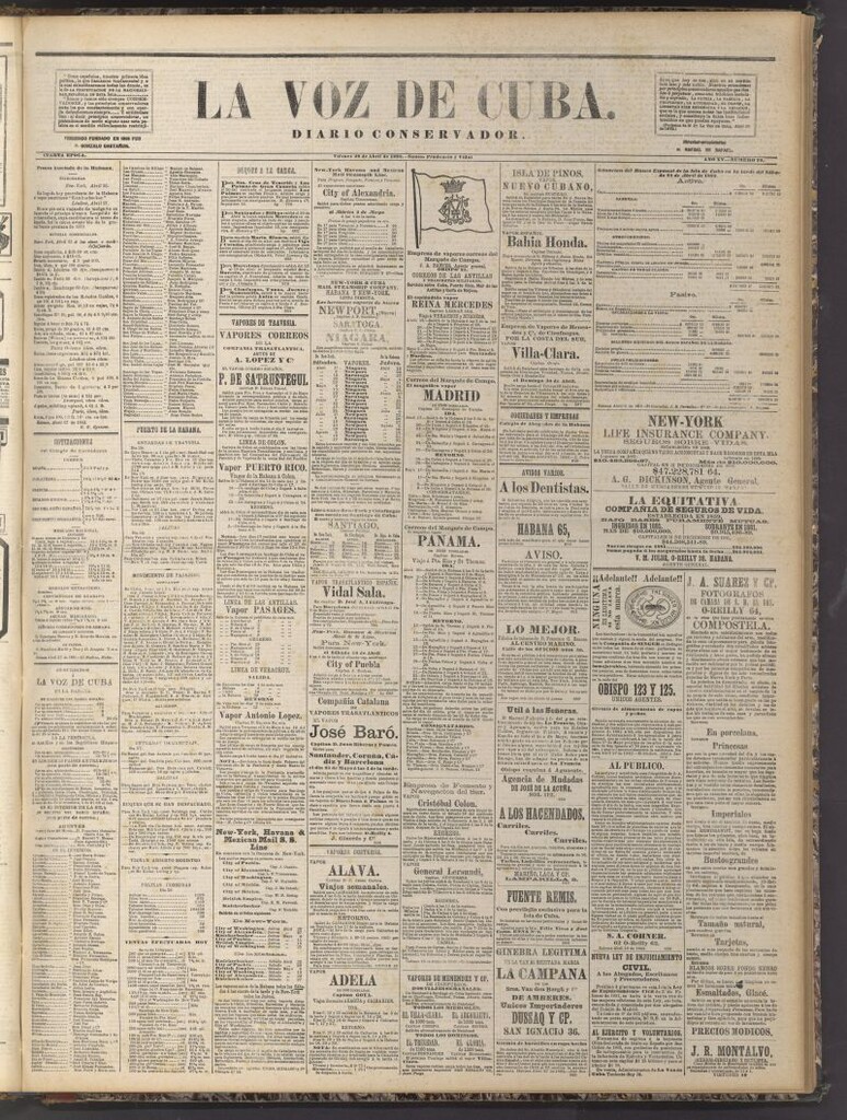 Miniatura de La Voz de Cuba: diario conservador del 28 de abril de 1882