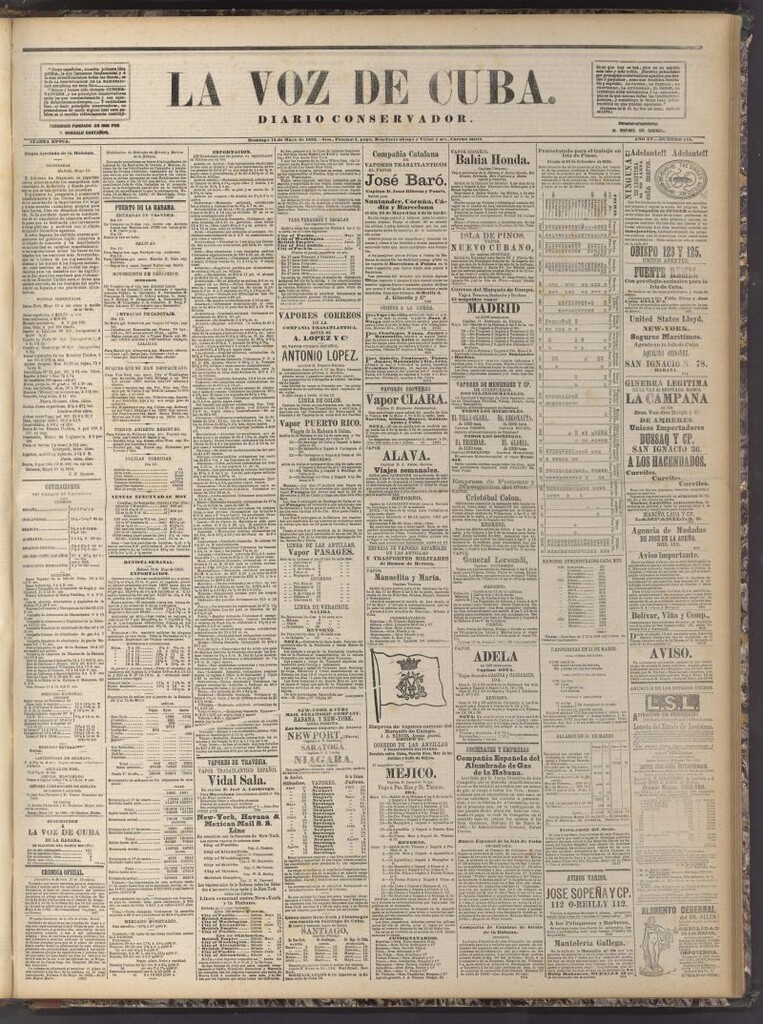 Miniatura de La Voz de Cuba: diario conservador del 14 de mayo de 1882