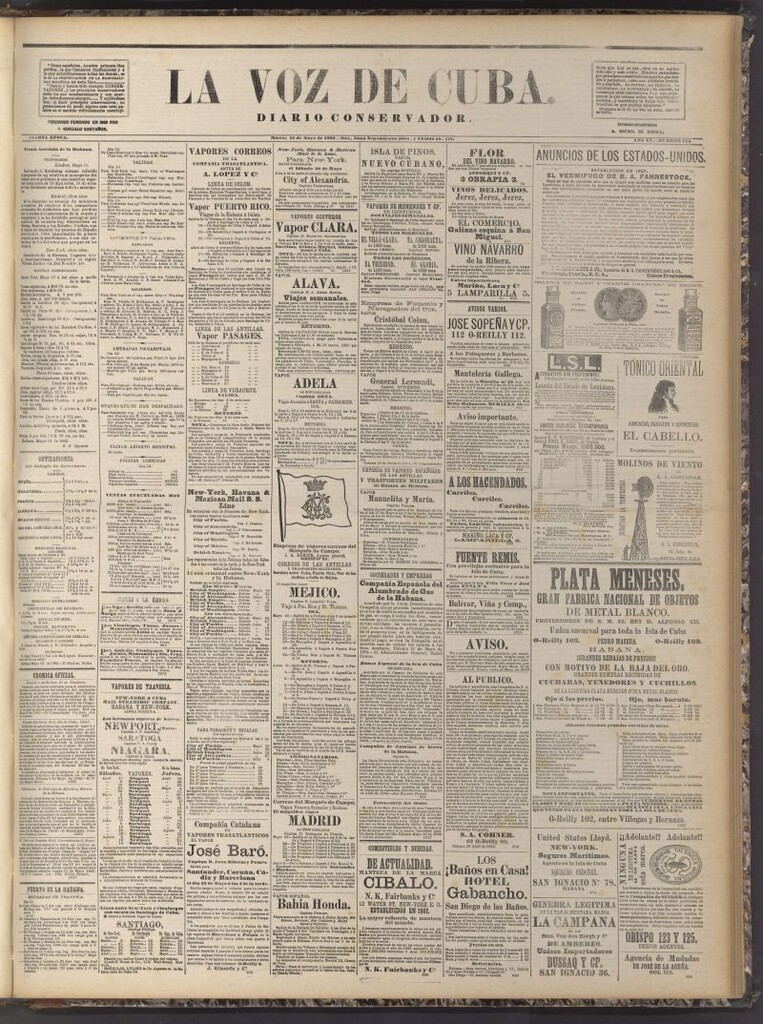 Miniatura de La Voz de Cuba: diario conservador del 16 de mayo de 1882