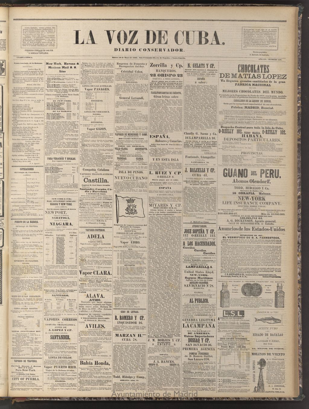 Miniatura de La Voz de Cuba: diario conservador del 30 de mayo de 1882